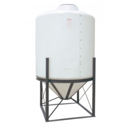 Picture of 1000 US Gallons Close Top Cone Bottom Tank, 1.7 sg, White. Steel Stand Included