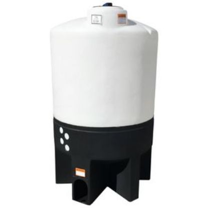 Picture of 310 US Gallons Close Top Cone Bottom Tank, 1.5 sg, White. Polyethylene Stand Included