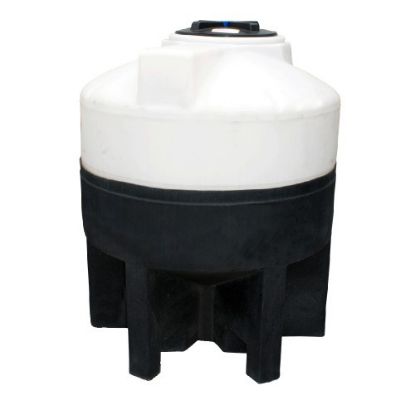 Picture of 175 US Gallons Close Top Cone Bottom Tank 1.5 sg, White. Polyethylene Stand Included