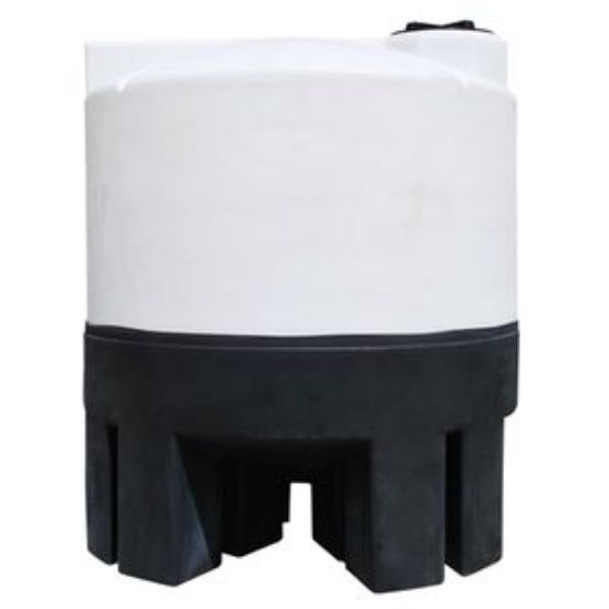 Picture of 1600 US Gallons Close Top Cone Bottom Tank, 1.5 sg, White. Polyethylene Stand Included