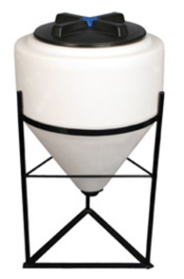 Image de Réservoir Conique Fermé 30 Gallons US, 1.5 sg, Blanc incluant son Support en Acier