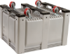 Picture of Vented Straight Walls Plastic Pallet Box Bin on Corner Casters  40" x 48" x 38" Gray