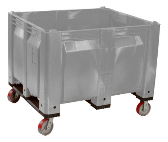 Picture of Straight Walls Plastic Pallet Boxes Bin on Corner Casters 40" x 48" x 38" Gray