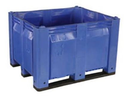 Picture of Solid Straight Walls Plastic Pallet Box Bin 40" x 48" x 31" Blue