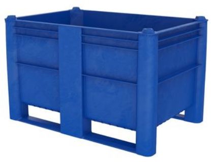Picture of Solid Straight Walls HD Plastic Pallet Box 32" x 48" x 29" Blue