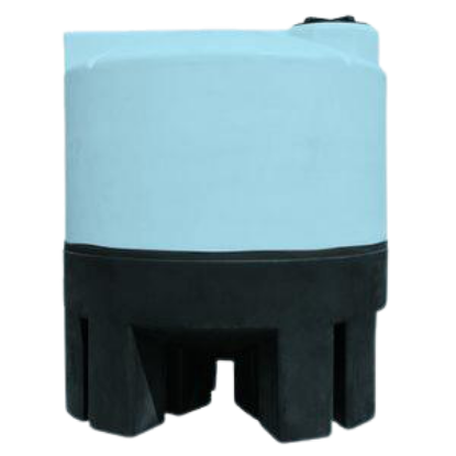 Picture of 2500 US Gallons Close Top Cone Bottom Tank, 1.9 sg, Blue. Polyethylene Stand Included