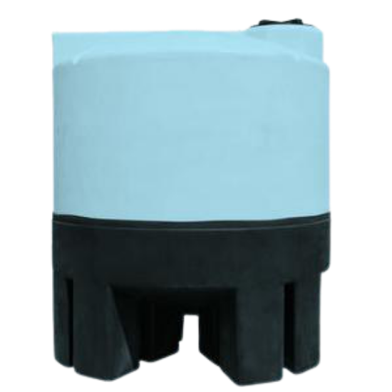 Picture of 3000 US Gallons Close Top Cone Bottom Tank, 1.9 sg, Blue. Polyethylene Stand Included