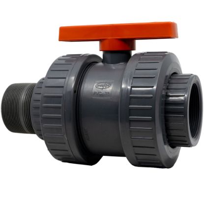 Image de Valve à Bille 3" Filetée Mâle x Femelle NPT en PVC avec Joint EPDM