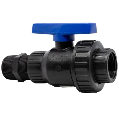 Picture of 1-1/4" Polypropylene Ball Valve, Male x Fem NPT Thread, EPDM O-Ring