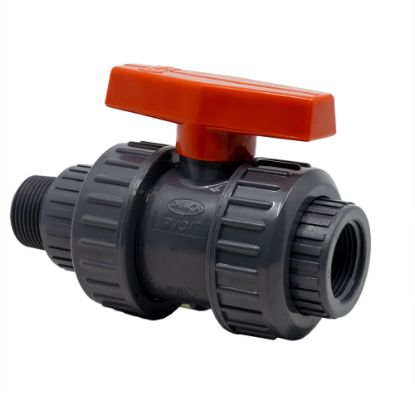 Picture of 1" PVC Ball Valve, Male x Fem Thread or Socket Ends, EPDM O-Ring