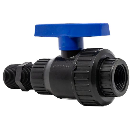 Image de Valve à Bille 1" Fileté Mâle x Femelle NPT en Polypropylène avec Joint EPDM