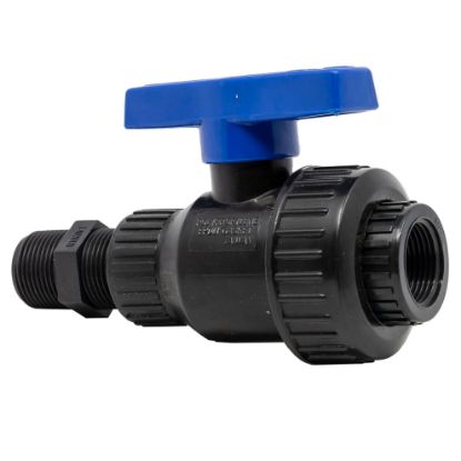 Image de Valve à Bille 3/4" Fileté Mâle x Femelle NPT en Polypropylène avec Joint EPDM