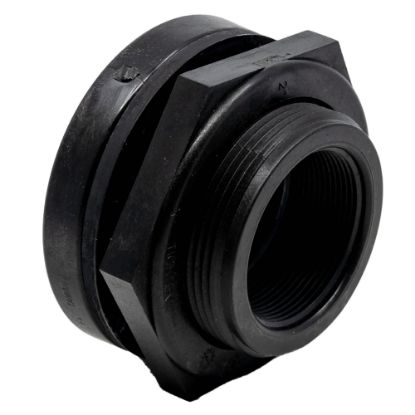Picture of 2" Fem NPT Thread Bulkhead Fitting. Polypropylene with EPDM Gasket