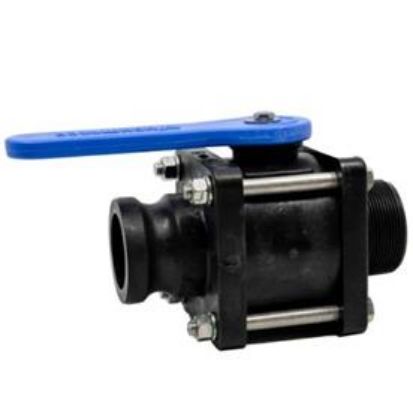 Image de Valve à bille 2″ Filetée Mâle NPT x Camlock Mâle en Polypropylène Renforcé avec Joint EPDM