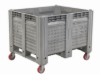 Picture of Vented Straight Walls Plastic Pallet Box Bin on Corner Casters  40" x 48" x 38" Gray