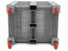 Picture of Vented Straight Walls Plastic Pallet Box Bin on Corner Casters  40" x 48" x 38" Gray